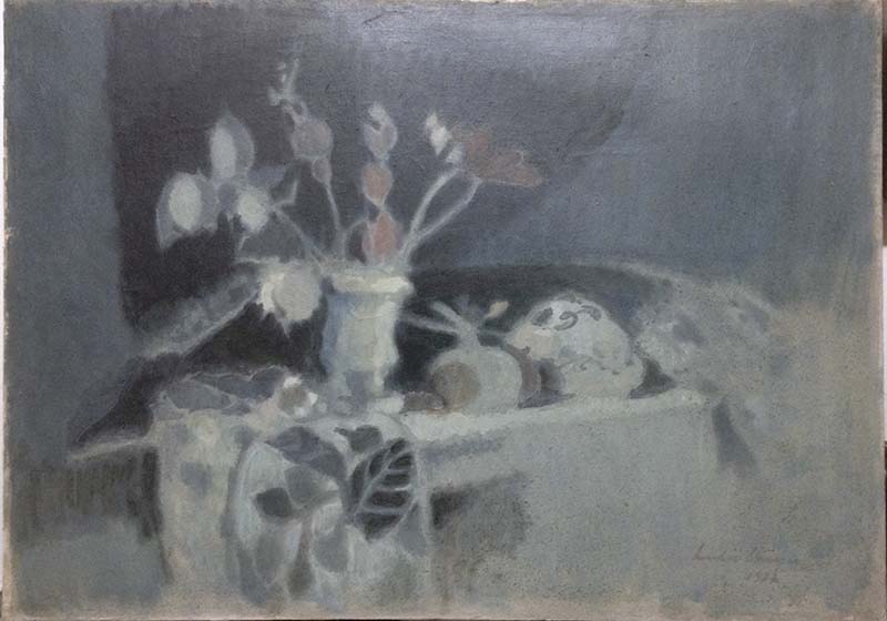 Vaso di fiori azzurro